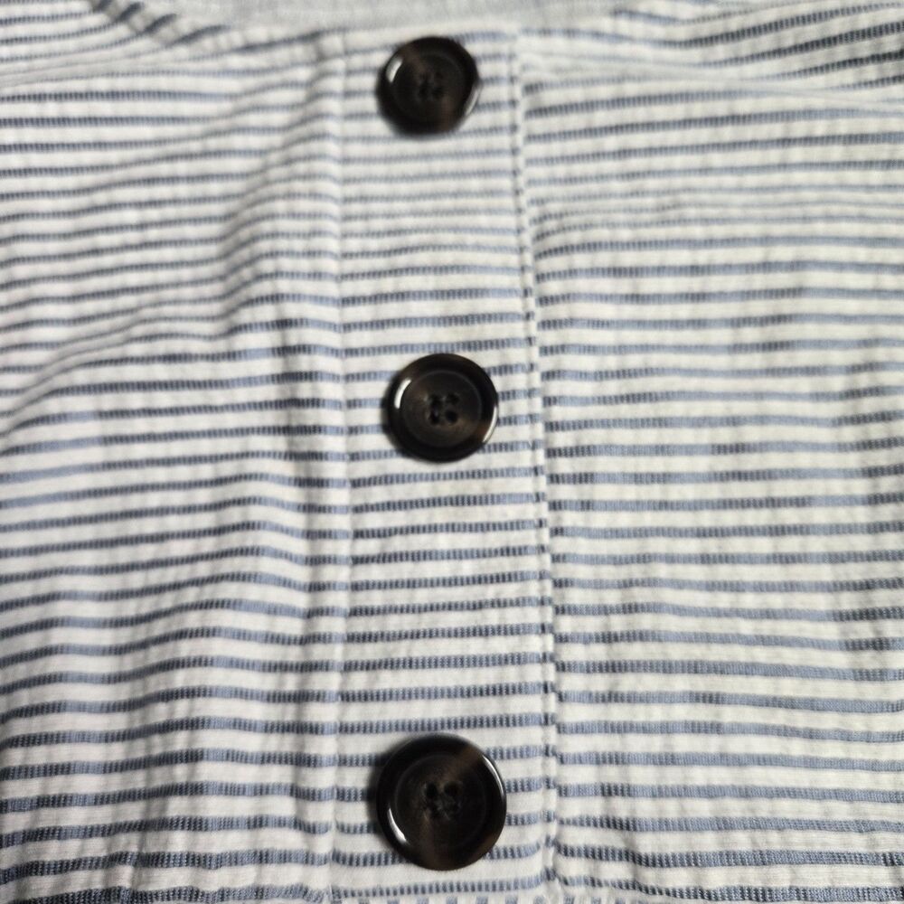 A Glow Maternity Dress Size M Medium Blue White Striped Sleeveless Pockets Comfy - Picture 3 of 9